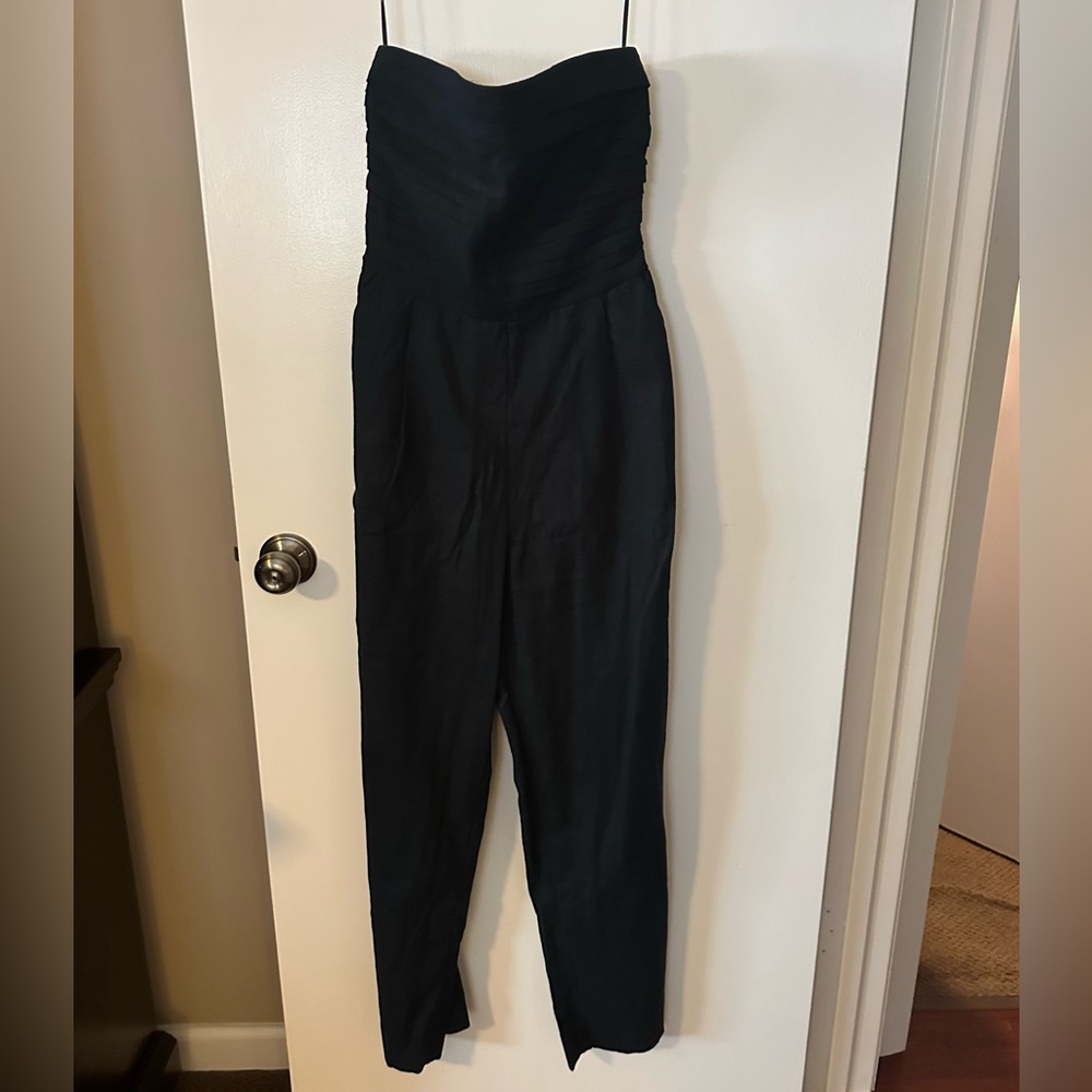 Abercrombie & Fitch Black Strapless Linen Jumpsuit